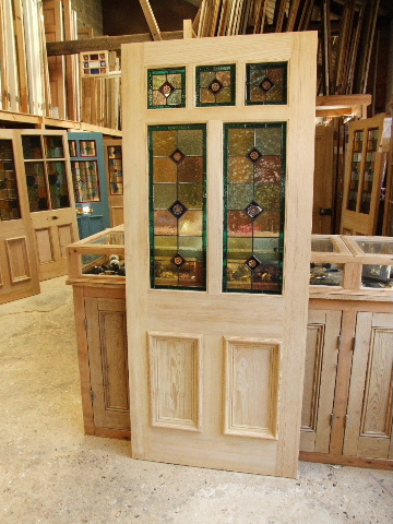 Pitch Pine Stained Glass Front Door