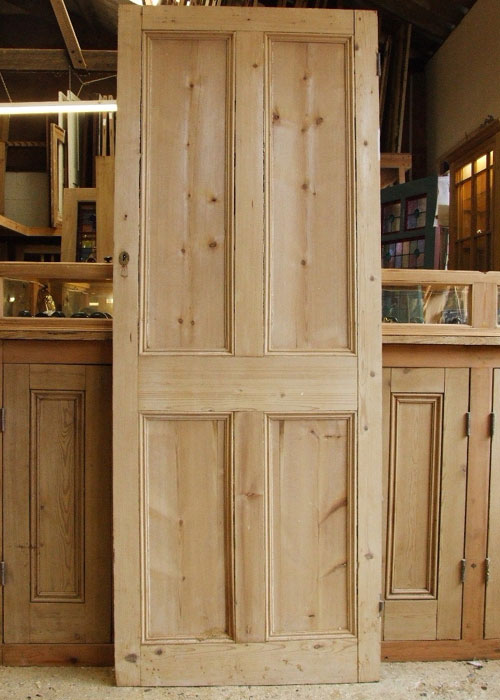 Stripped Pine Victorian Internal Door With Four Panels