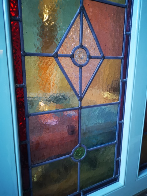 A Victorian Style Stained Glass Front Door Incorporating 3 Over 2 Glazed Panels