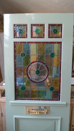 Three Over One Panel Stained Glass Front Door - Stained Glass Doors Company